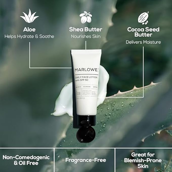 Marlowe NO. 128 MEN'S FACIAL LOTION WITH SUNSCREEN SPF 50, 3.4 OZ, OIL-FREE, LIGHTWEIGHT DAILY FACE MOISTURIZER FOR MEN, INCLUDES NATURAL EXTRACTS TO HYDRATE, NOURISH & SOOTHE - Image 4